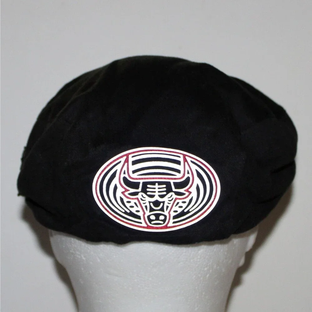 rare Vintage Chicago Bulls Adidas Flat Cap hat NBA black cotton canvas logo